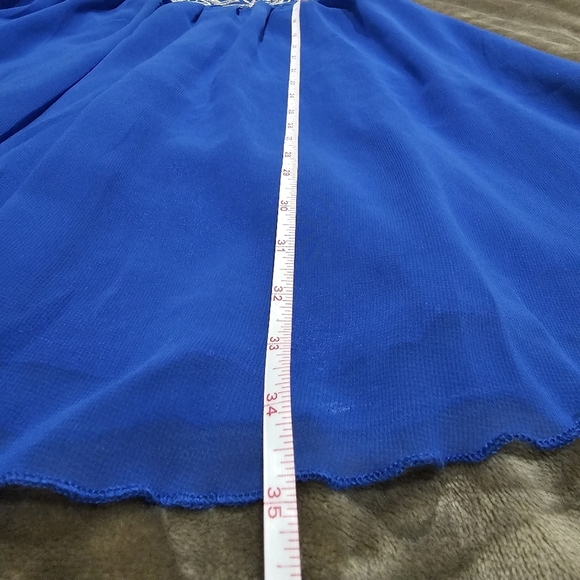 Chi Chi London ✦ Embroidered Party Dress ✦ Cobalt Blue w/ Silver Crystals Sheer - Picture 14 of 17